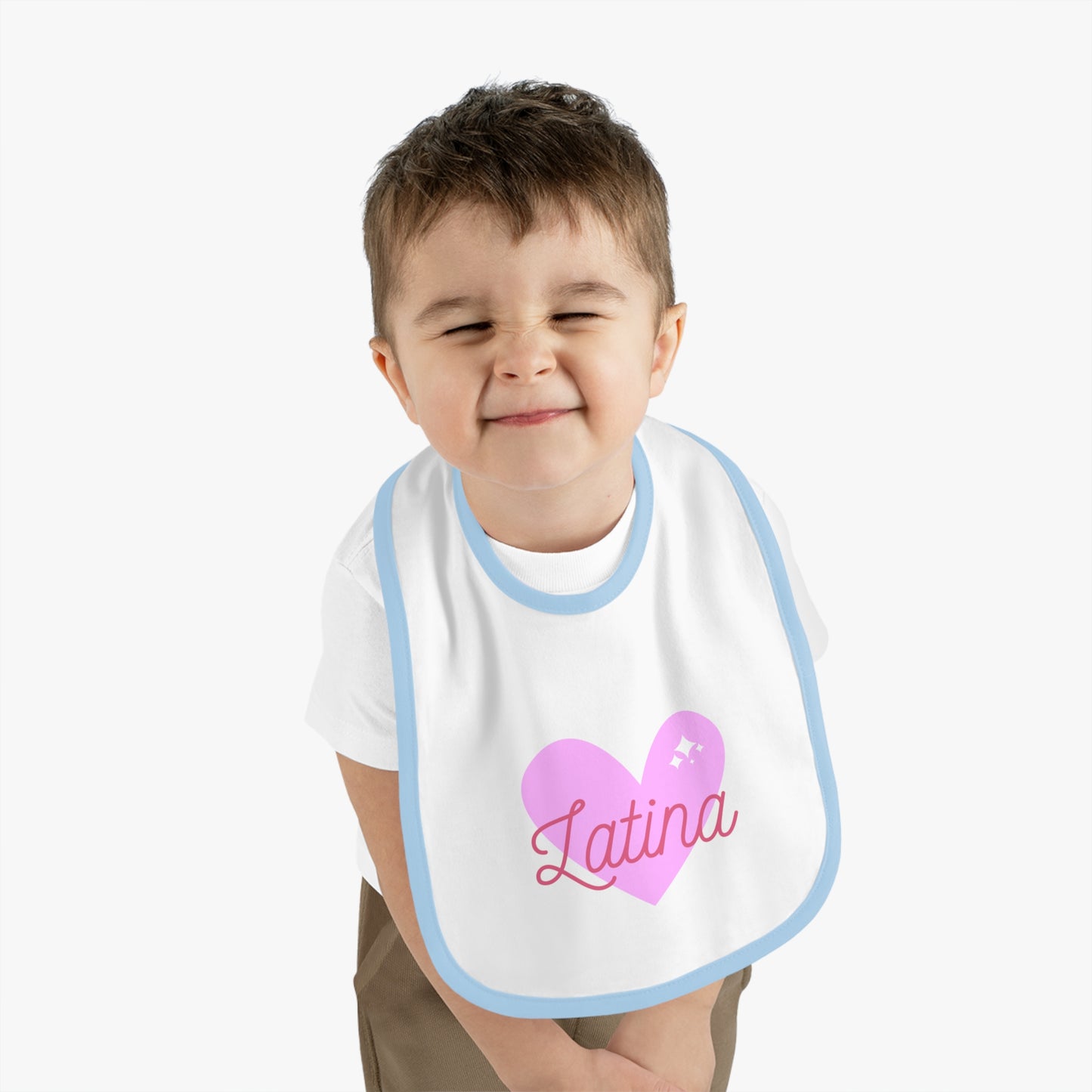 Latina Heart Baby Contrast Trim Jersey Bib