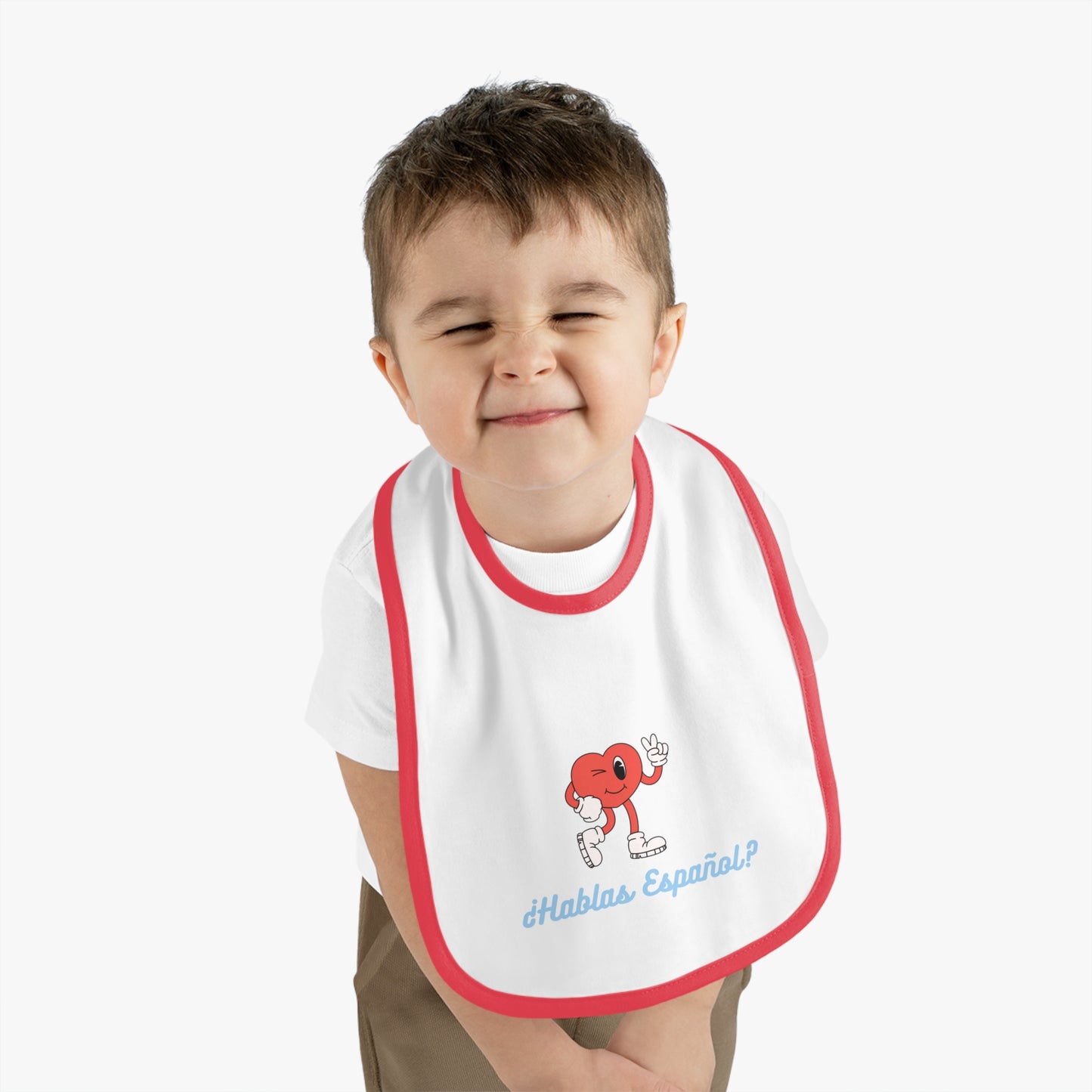 Hablas Español Baby Contrast Trim Jersey Bib