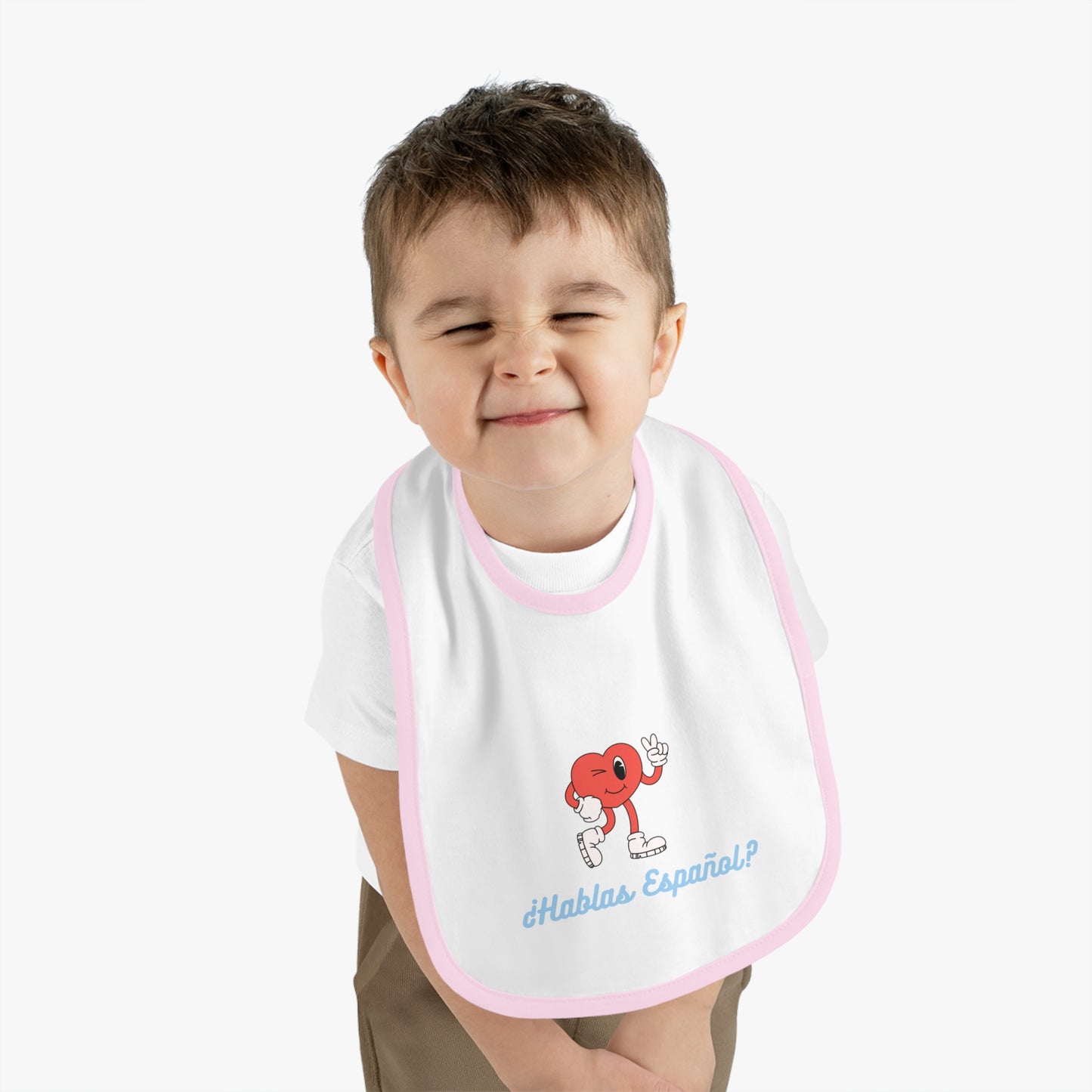 Hablas Español Baby Contrast Trim Jersey Bib