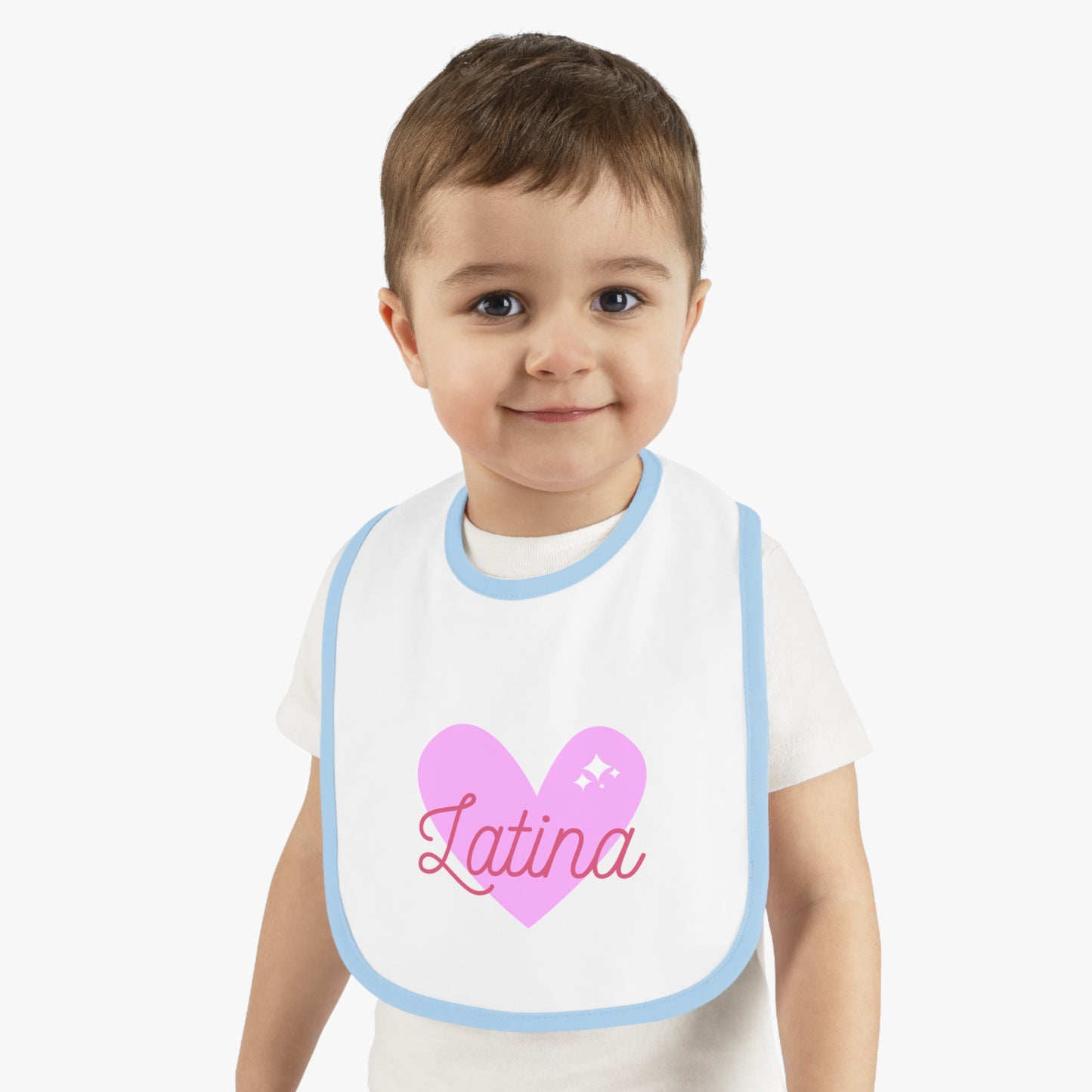 Latina Heart Baby Contrast Trim Jersey Bib