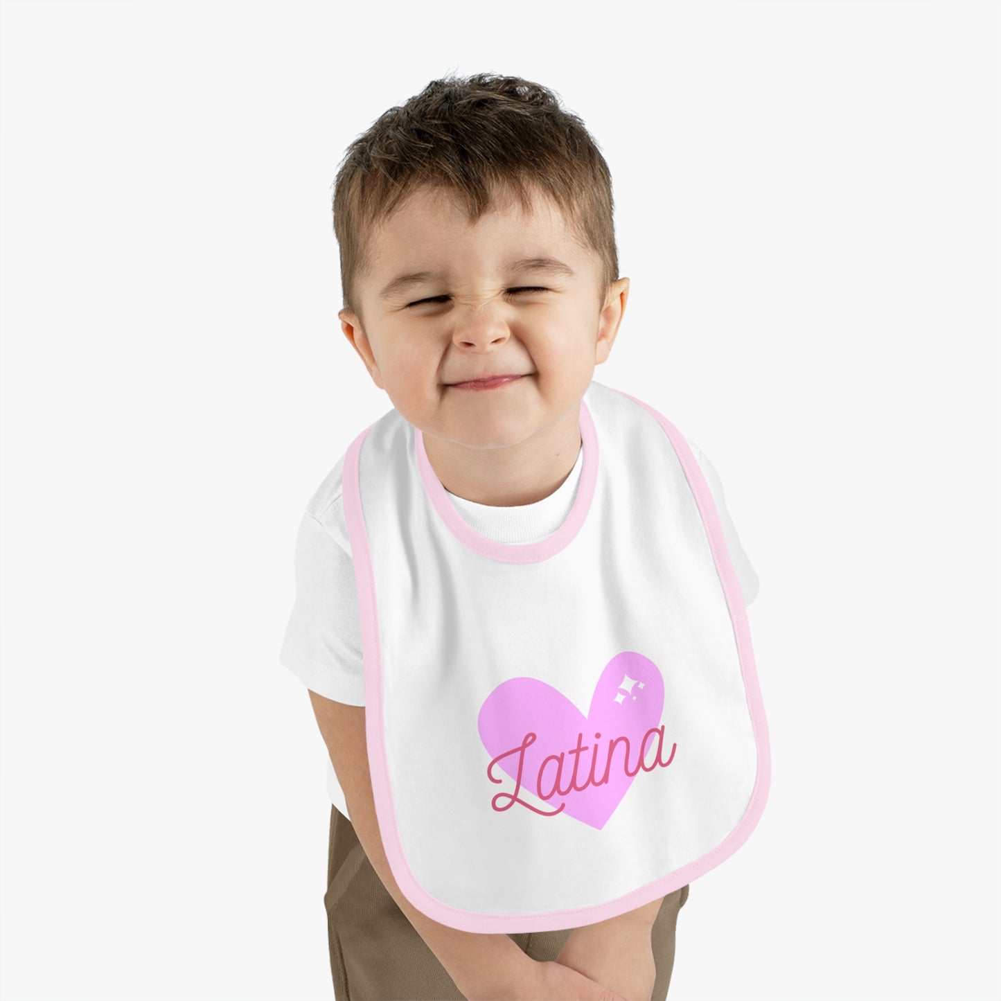 Latina Heart Baby Contrast Trim Jersey Bib