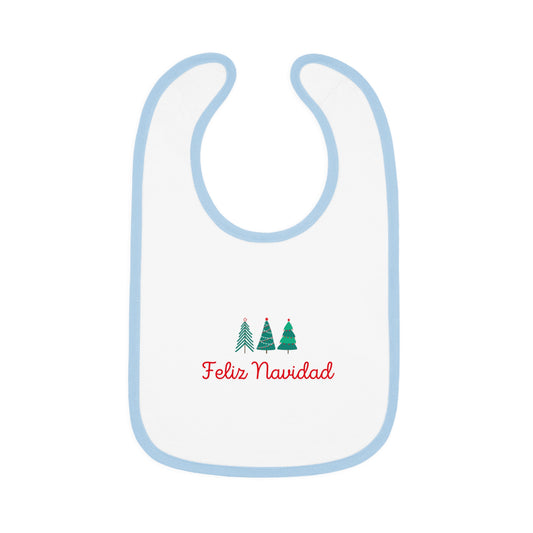 Feliz Navidad Baby Contrast Trim Jersey Bib