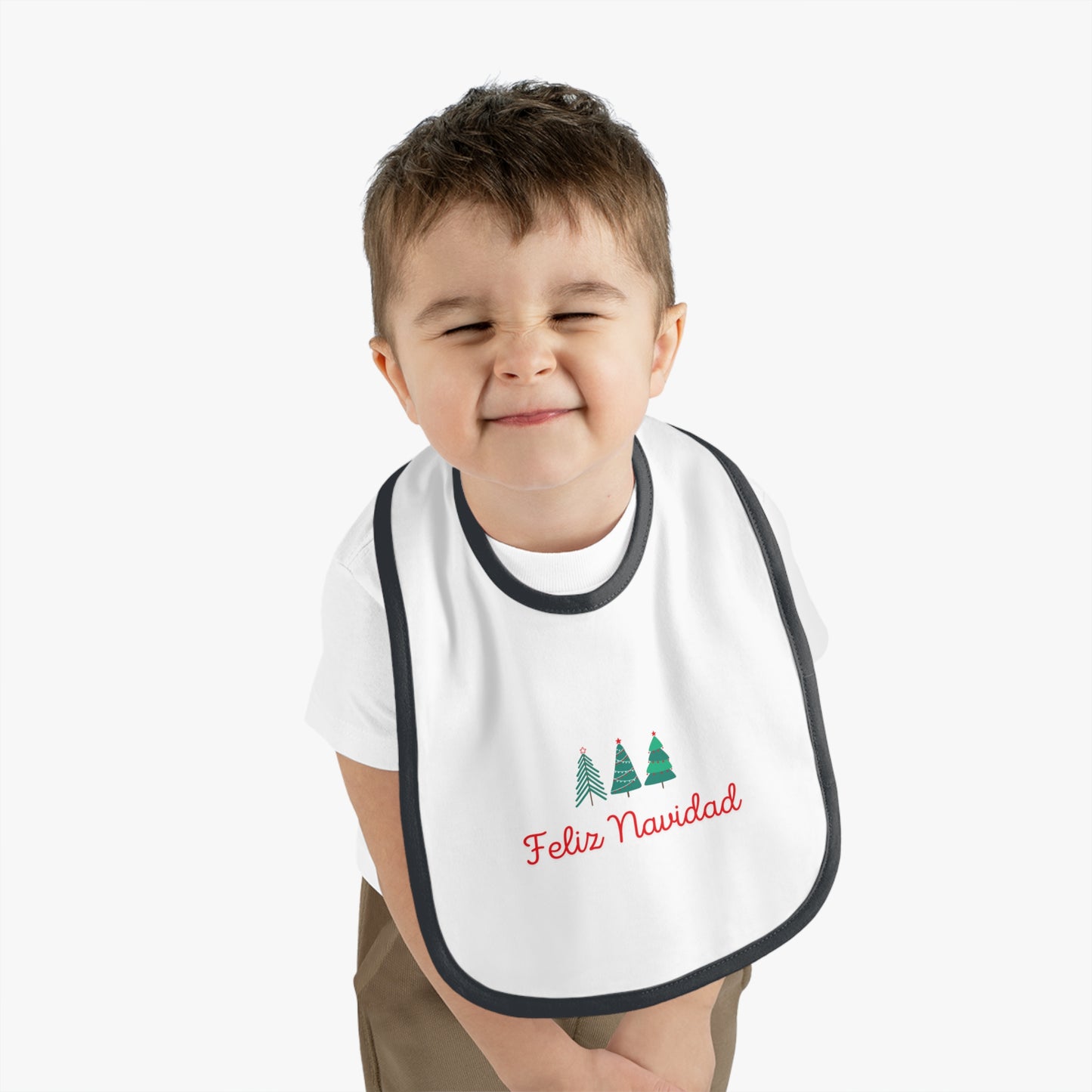 Feliz Navidad Baby Contrast Trim Jersey Bib