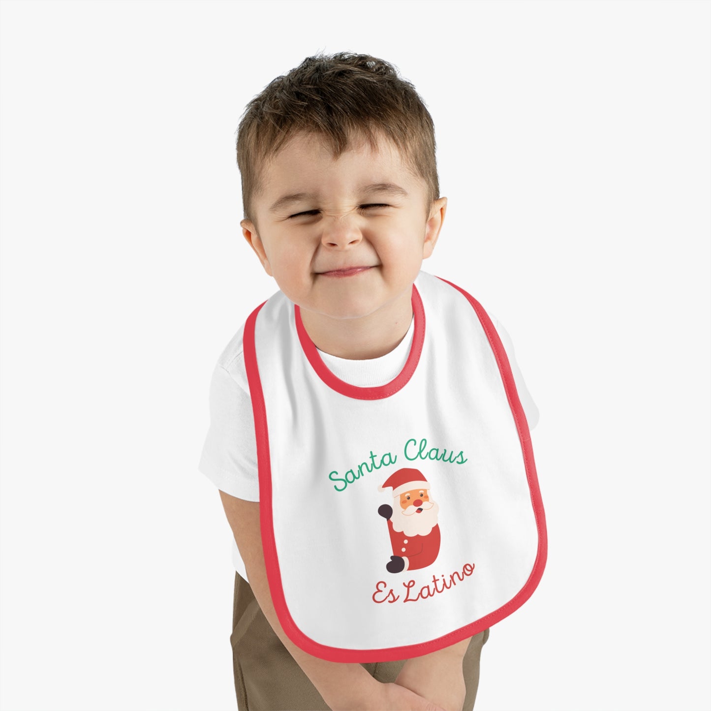 Santa Claus Baby Contrast Trim Jersey Bib