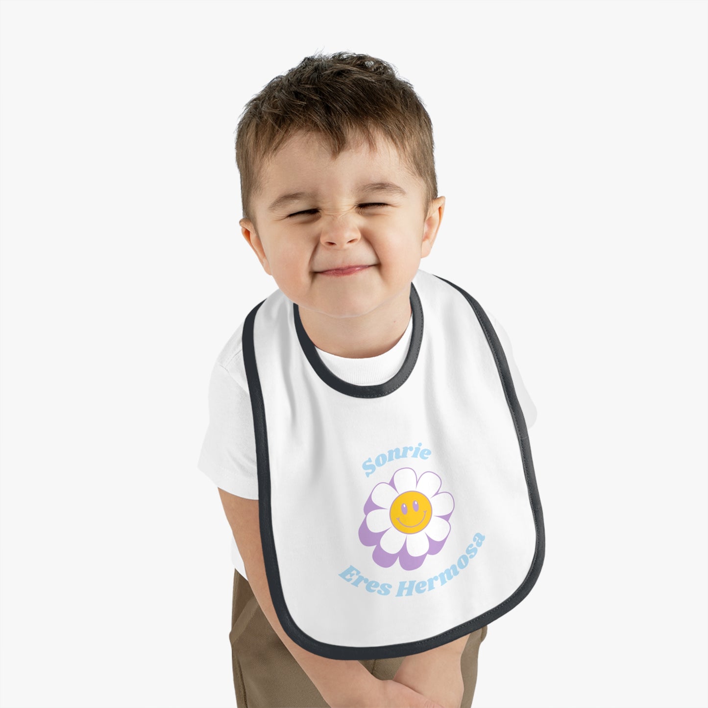 Sonrie Baby Contrast Trim Jersey Bib