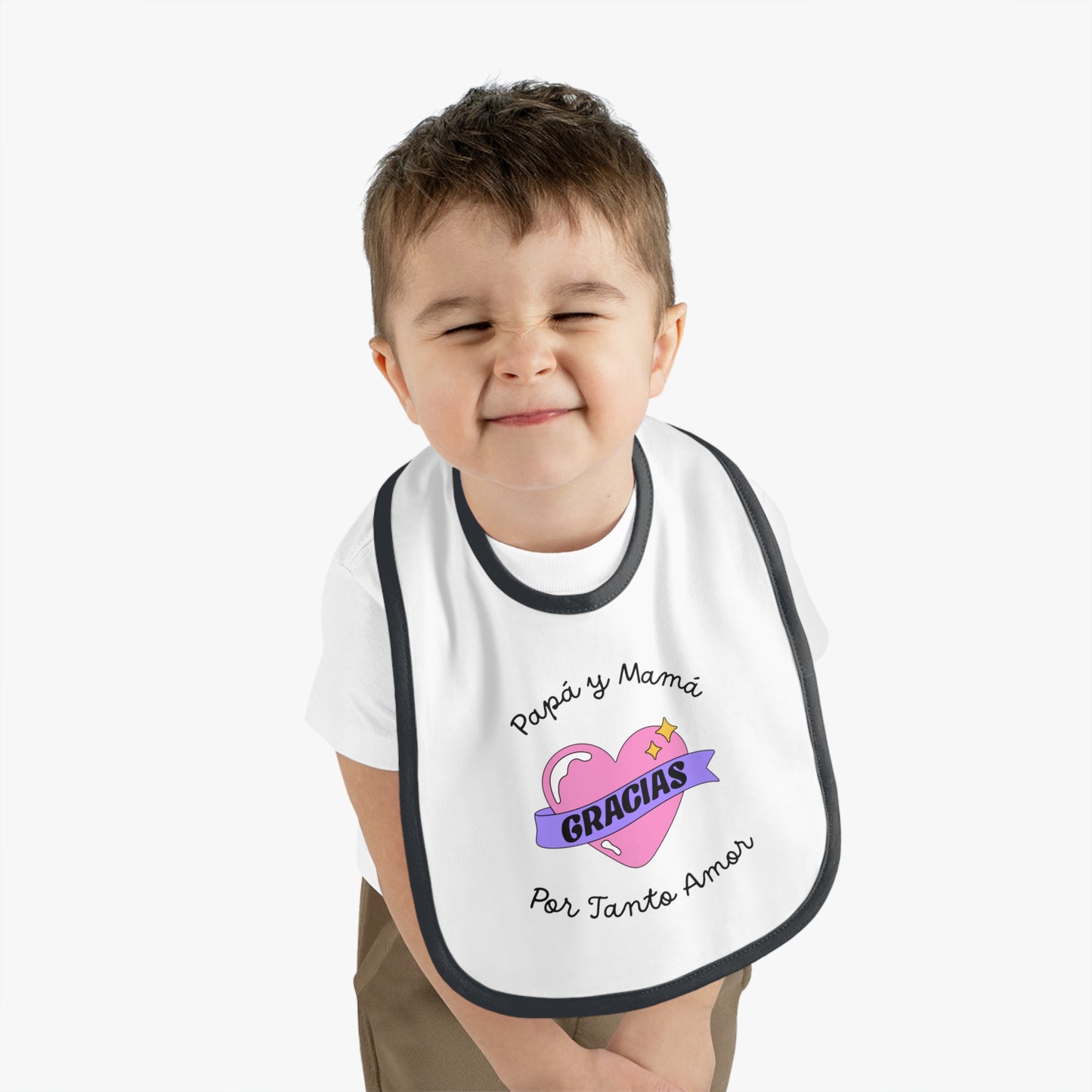 Gracias Baby Contrast Trim Jersey Bib