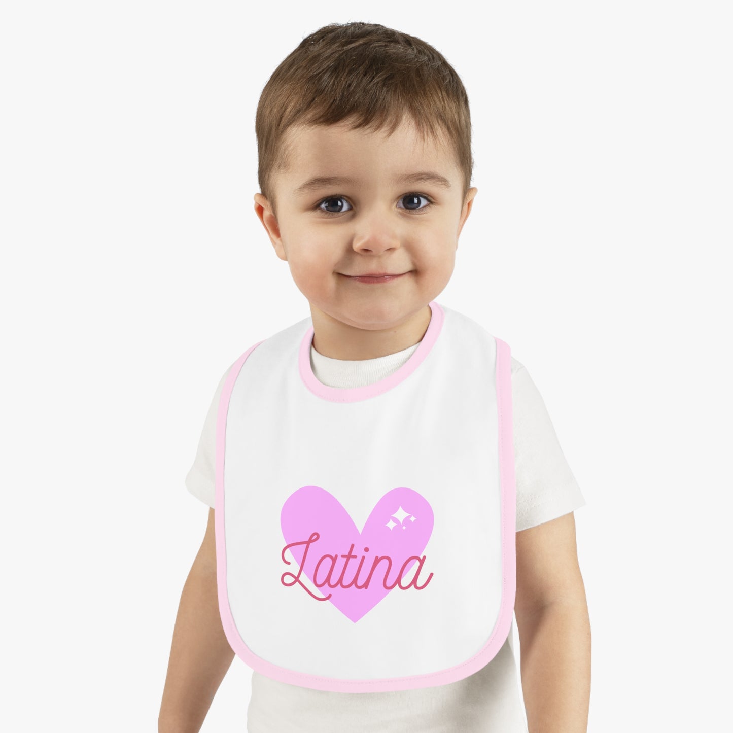 Latina Heart Baby Contrast Trim Jersey Bib