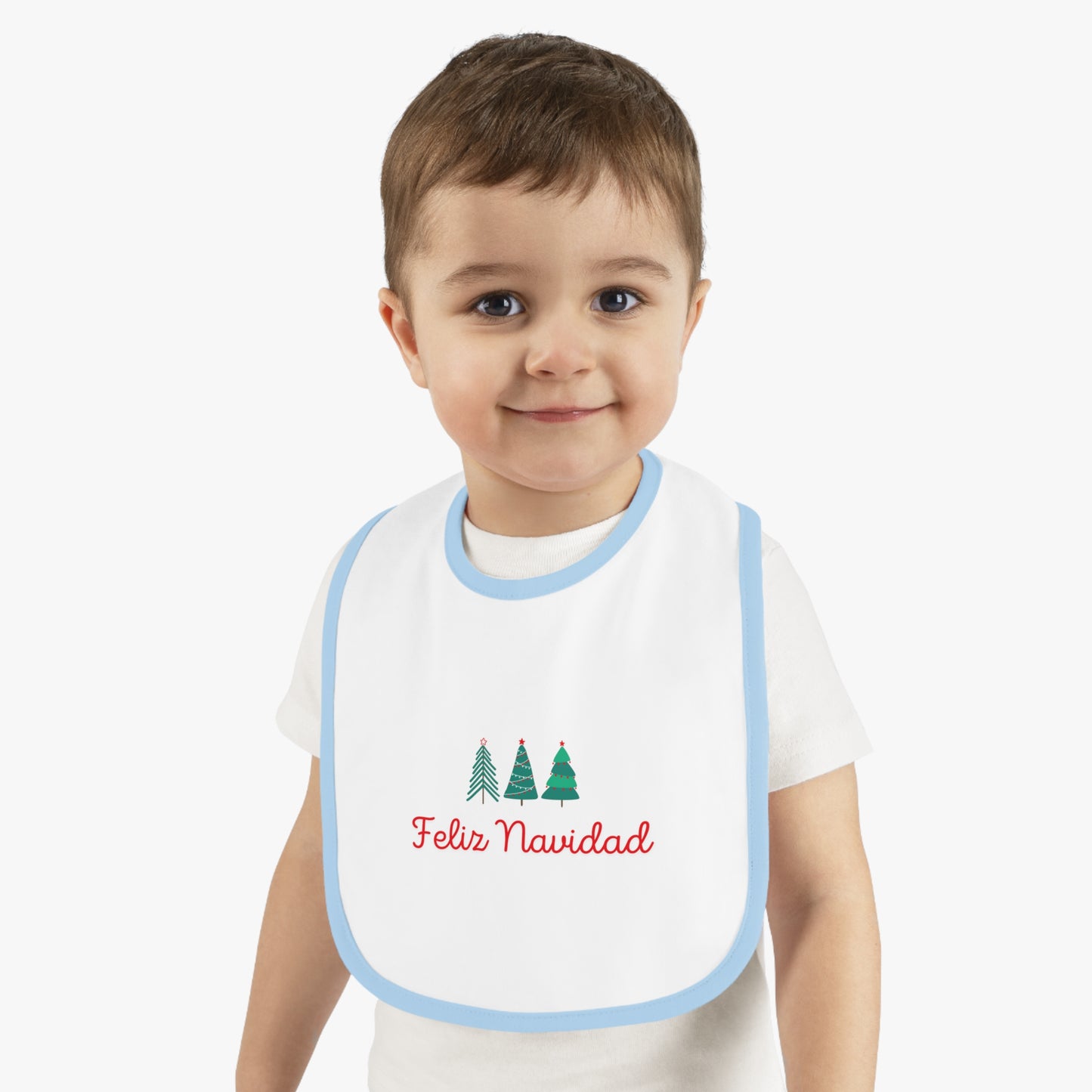 Feliz Navidad Baby Contrast Trim Jersey Bib