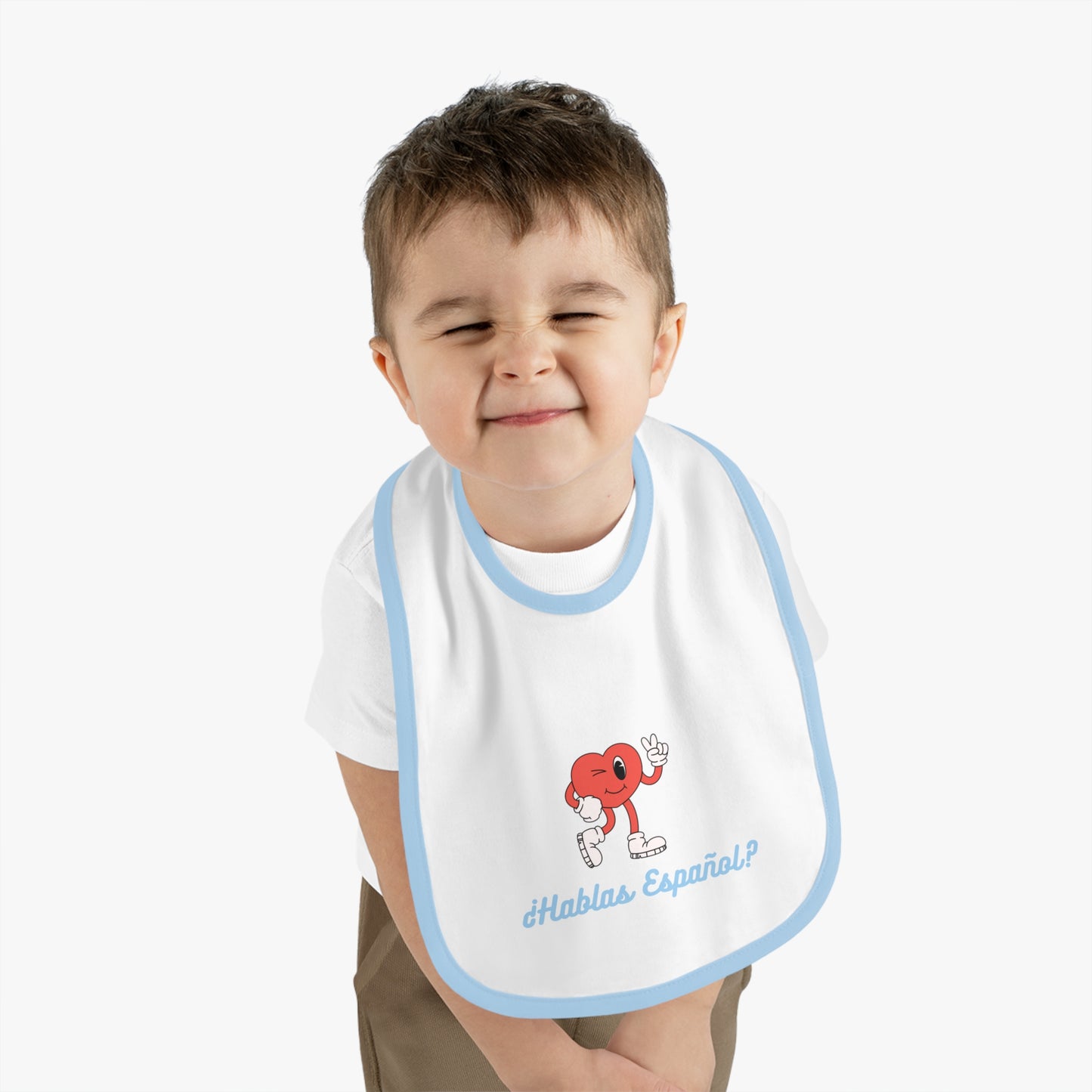 Hablas Español Baby Contrast Trim Jersey Bib