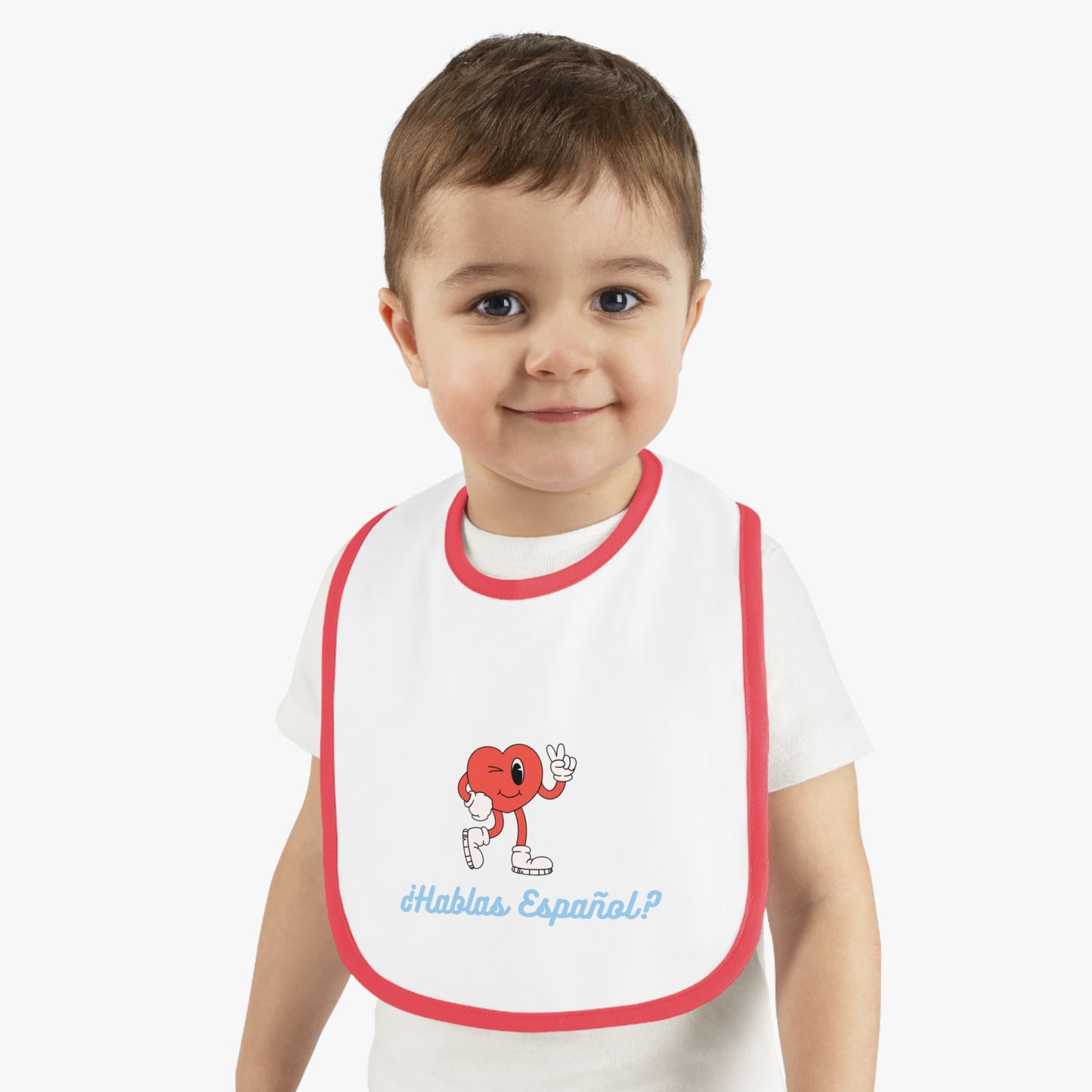 Hablas Español Baby Contrast Trim Jersey Bib
