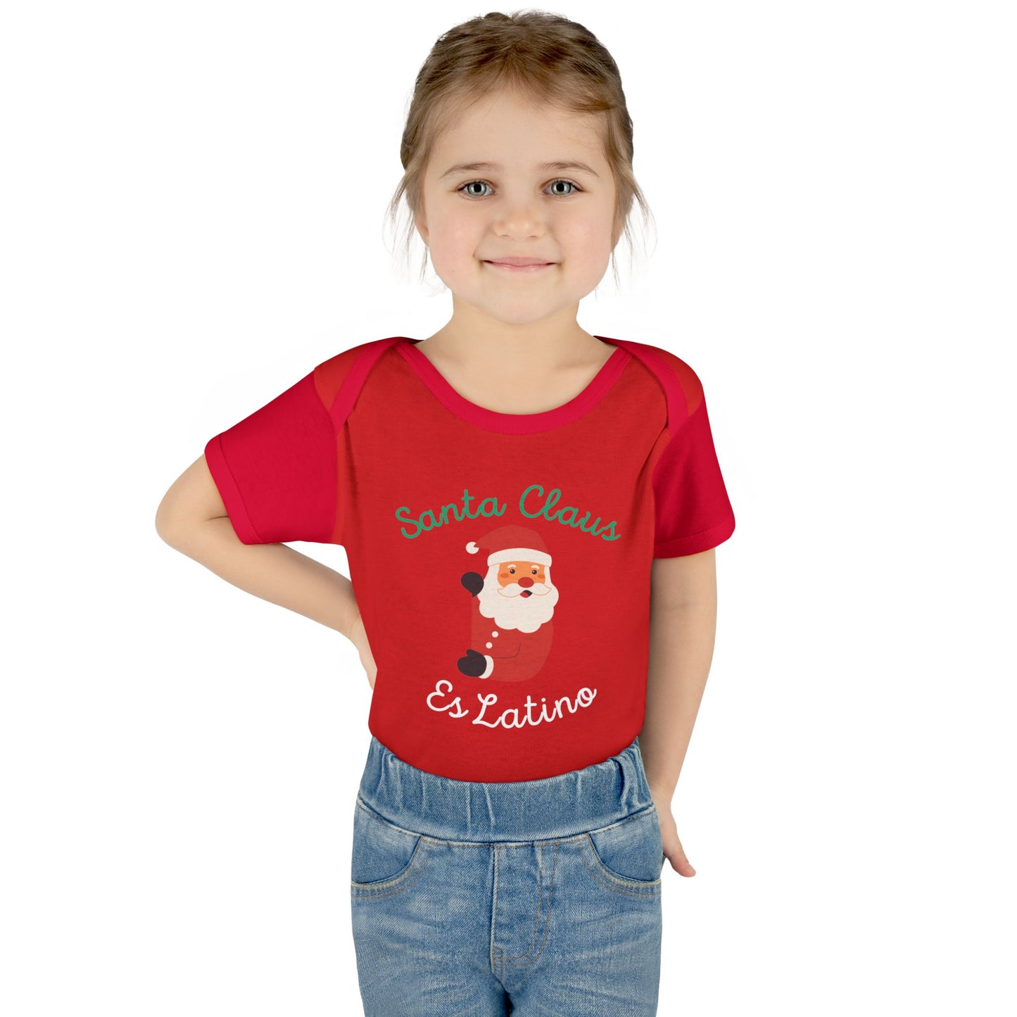 Santa Claus Red Infant Baby Rib Bodysuit
