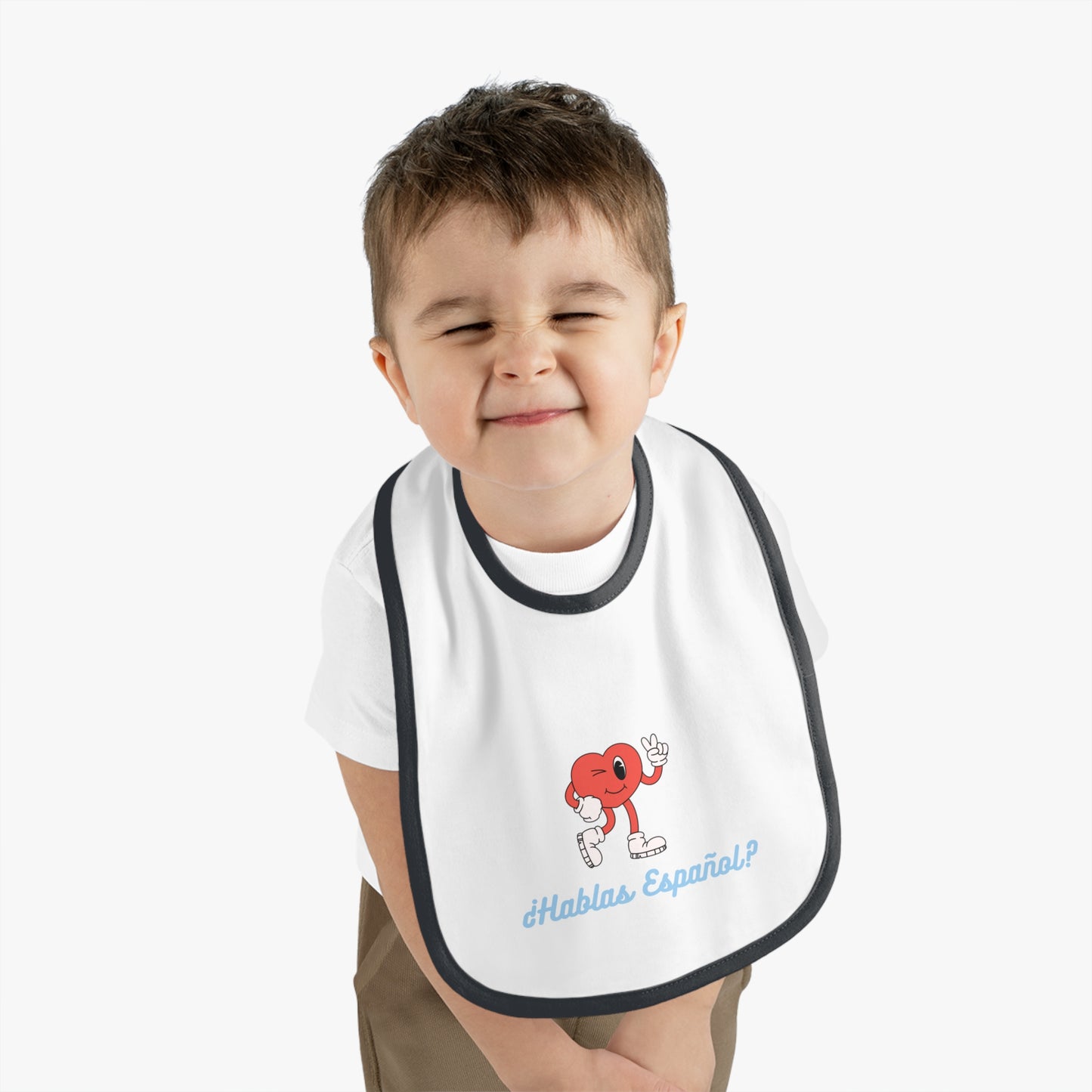 Hablas Español Baby Contrast Trim Jersey Bib