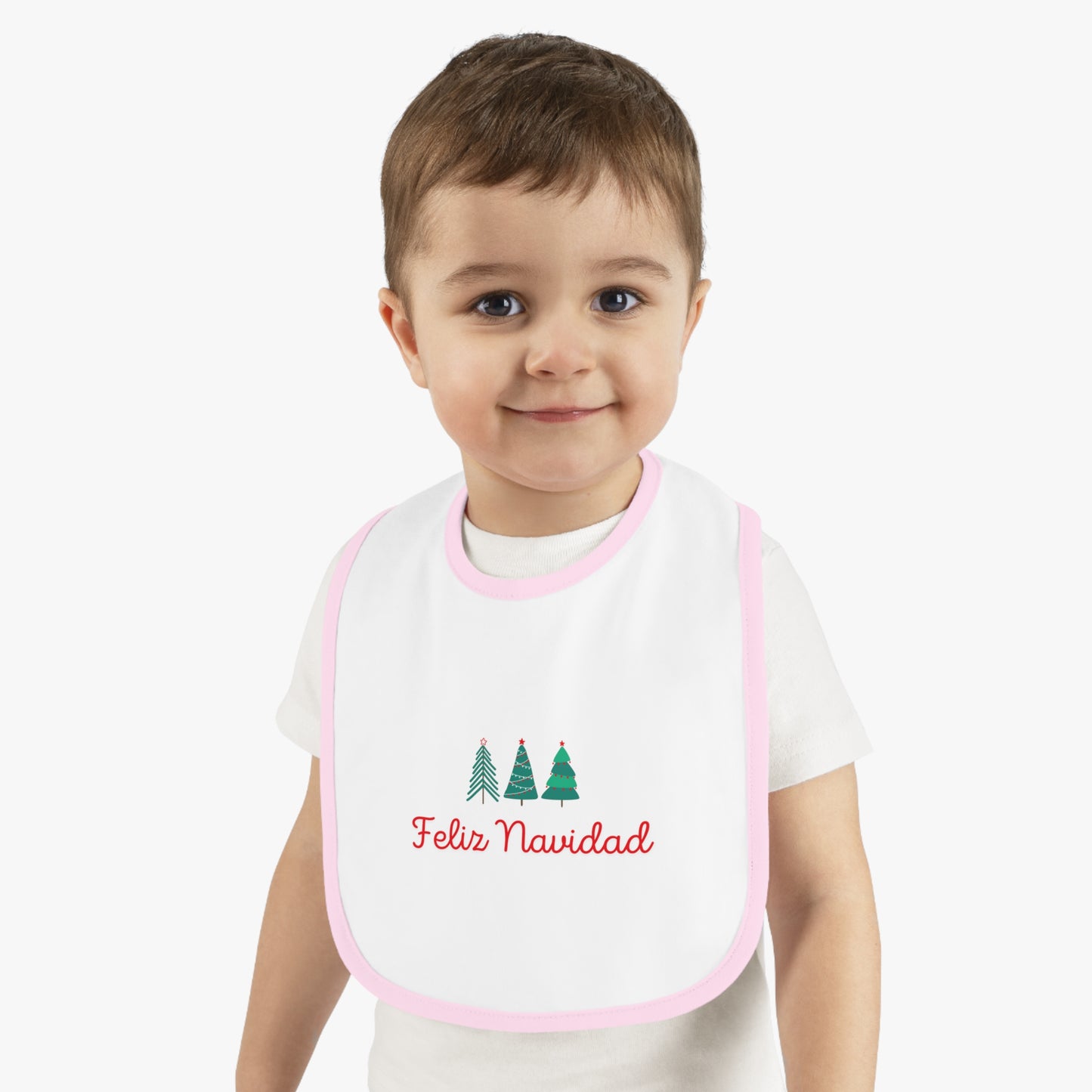 Feliz Navidad Baby Contrast Trim Jersey Bib