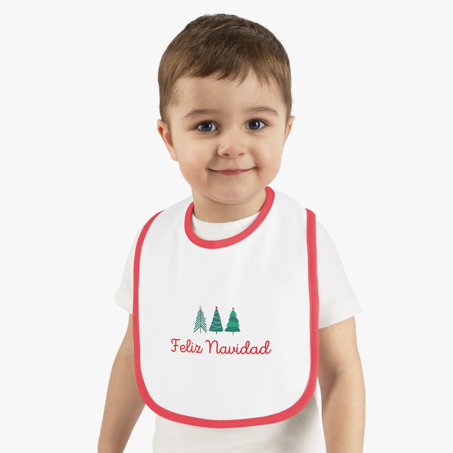 Feliz Navidad Baby Contrast Trim Jersey Bib
