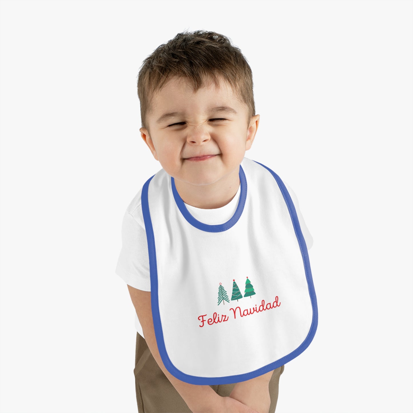 Feliz Navidad Baby Contrast Trim Jersey Bib