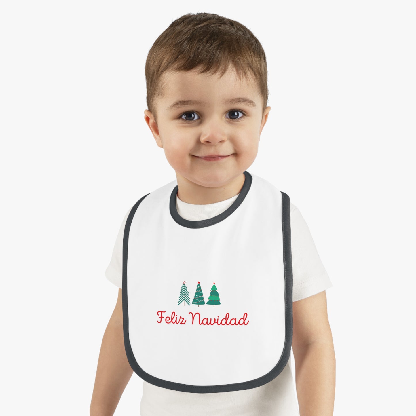 Feliz Navidad Baby Contrast Trim Jersey Bib