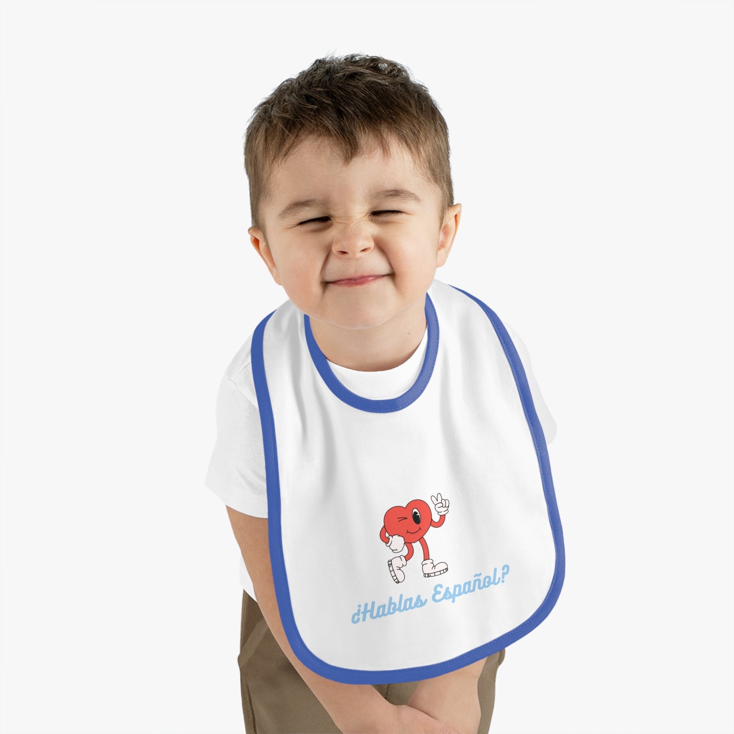 Hablas Español Baby Contrast Trim Jersey Bib