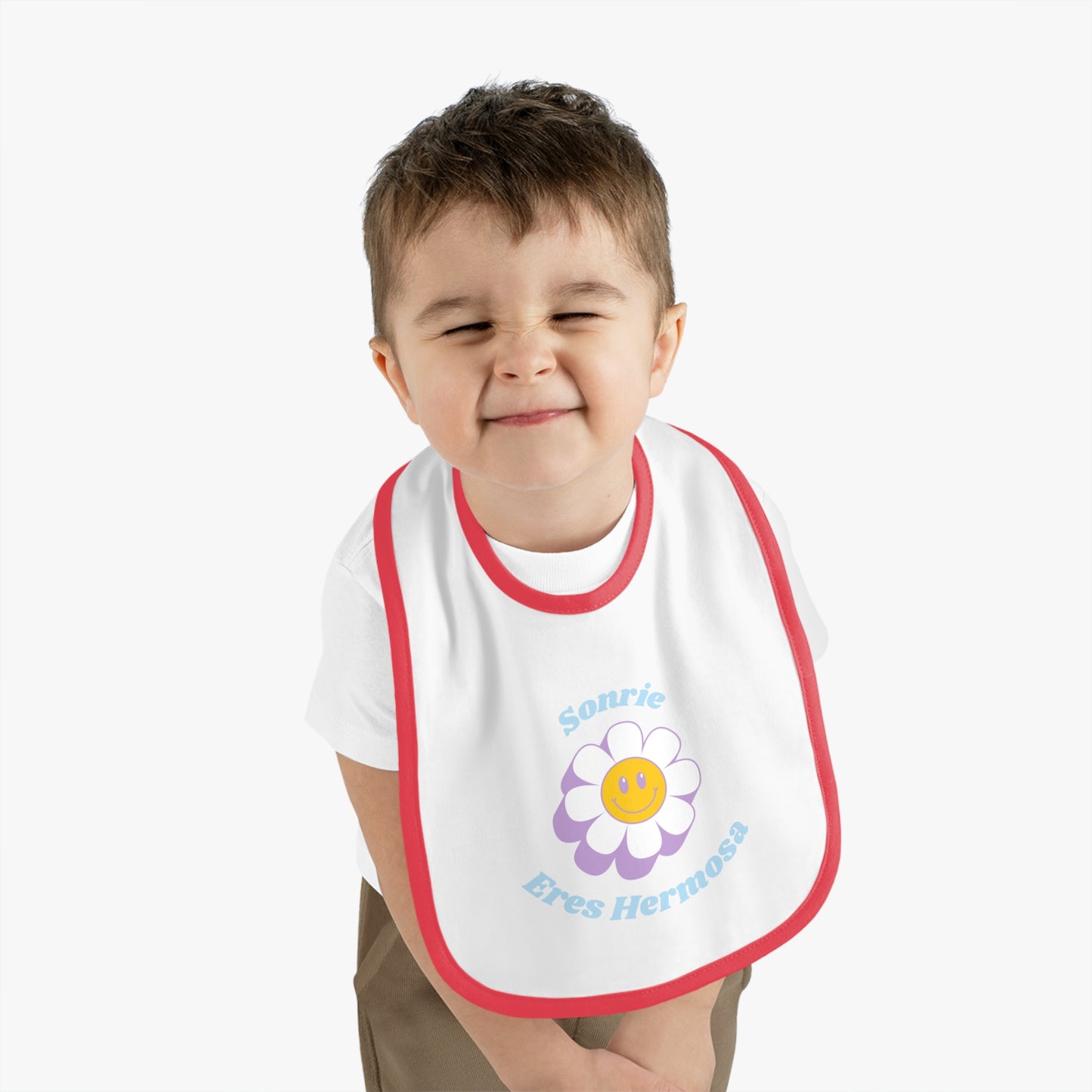 Sonrie Baby Contrast Trim Jersey Bib
