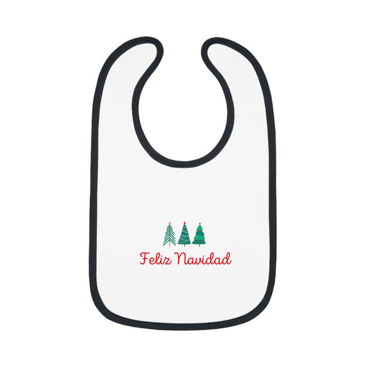 Feliz Navidad   Baby Contrast Trim Jersey Bib
