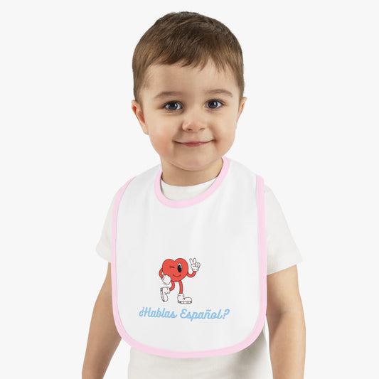 Hablas Español Baby Contrast Trim Jersey Bib